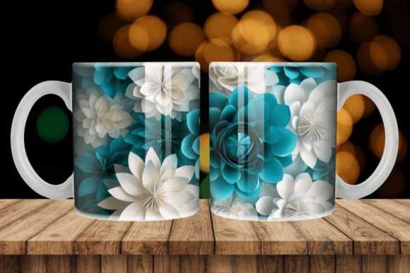 3D Blue and Aqua Flowers 20 Oz Skinny: A Versatile Design for Your Sublimation Projects