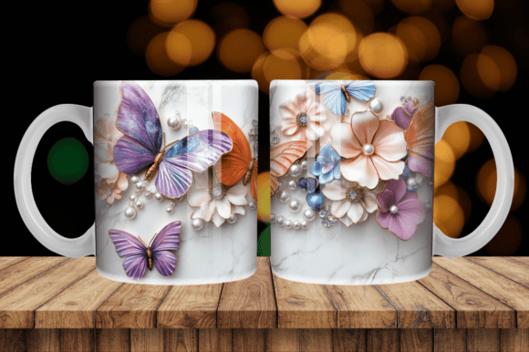 3D Butterflies Flowers Tumbler Wrap