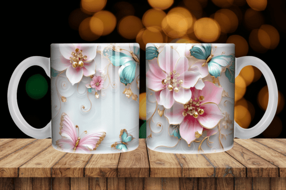 3D Butterfly Floral Tumbler Wrap Design