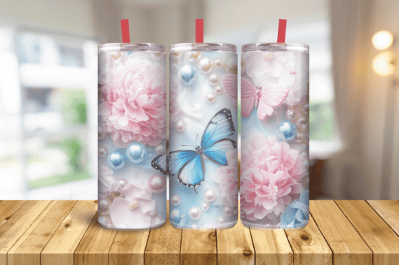 3D Glitter Butterfly Tumbler Wrap