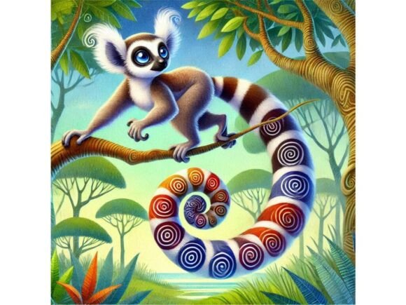 3D Lemur with Spiral Tail: A Unique Design Asset