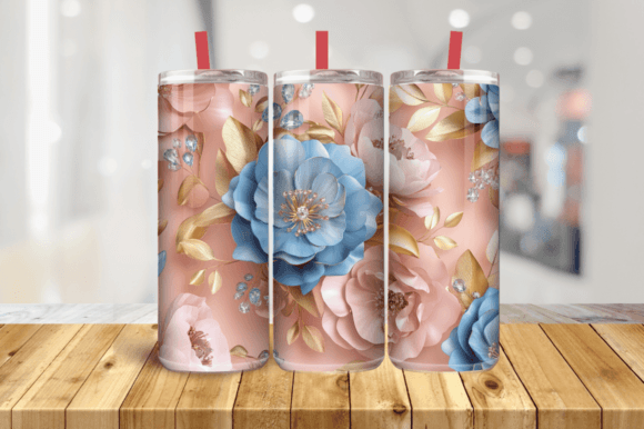 3D Made of Pink and Blue Flowers 20 0z