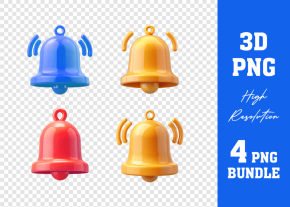 3D Notification Bell PNG Mega Bundle