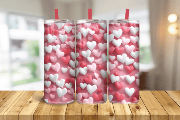 3D Pink Hearts Tumbler Wrap PNG, 20 Oz: A Stylish Addition to Your Tumbler Collection