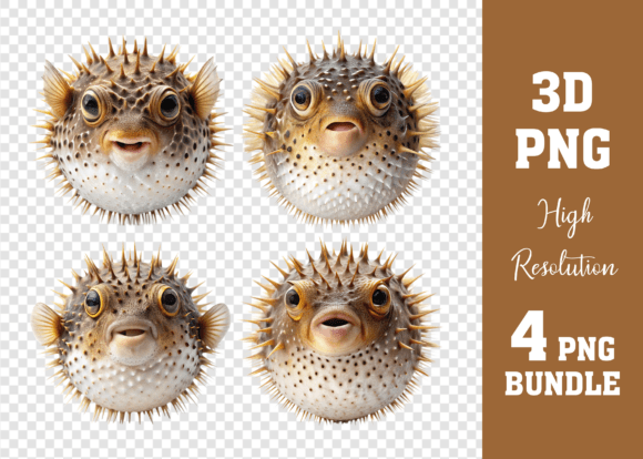 3D PNG Fat Puffer Fish Mega Bundle: A Versatile Design Solution