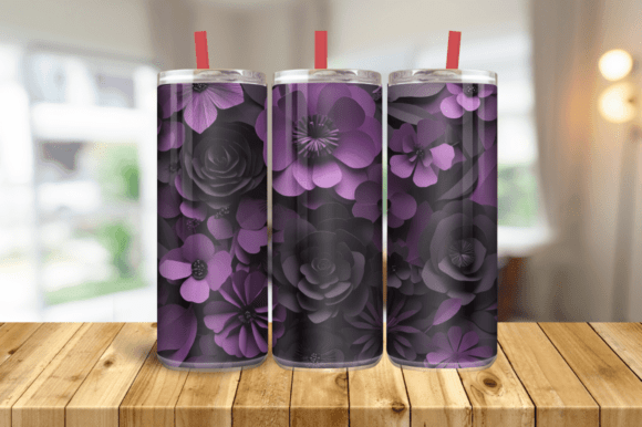 3D Purple Floral Tumbler Wrap Sublimation: Elevate Your Drinkware