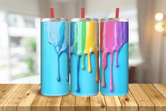 3D Rainbow Dripping Paint 20 Oz Skinny: A Splash of Creativity for Your Tumblers