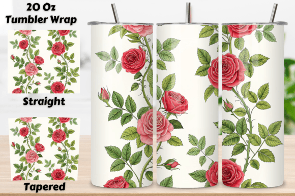 3D Rose Vine Seamless Tumbler Wrap, PNG: A Versatile Design for Your Sublimation Projects