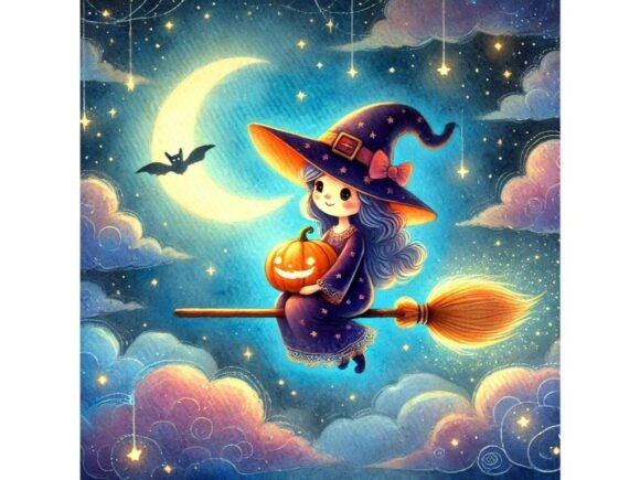 3D Tiny Witch on a Glowing B: Creative Magic