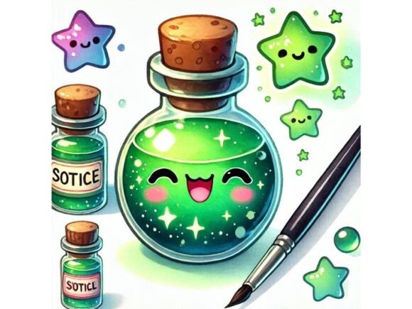 Adorable 3D Potion Bottle with a Smile
