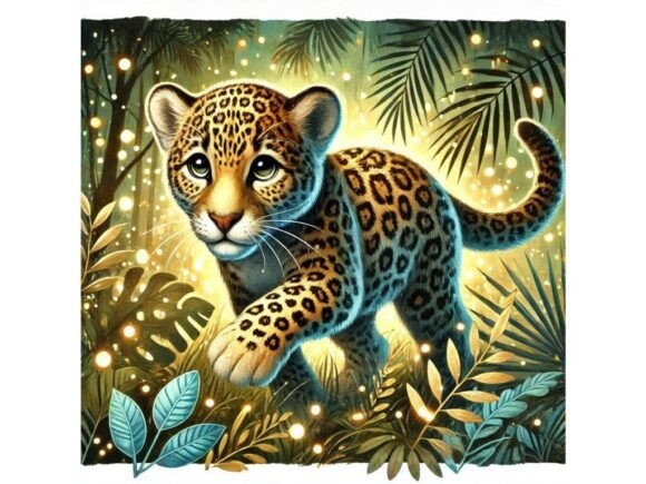 Discover the 3D Jaguar Cub with Golden Glow
