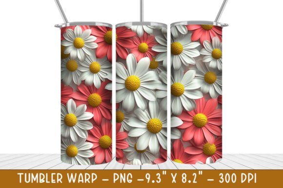 Discover the Beauty and Versatility of 3D Daisies Flowers Tumbler Wrap