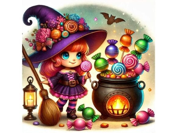 Discover the Magic of a 3D Little Witch with a Big Hat, Hold