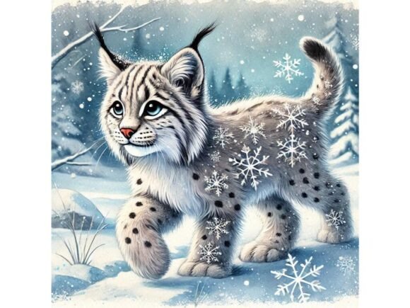 Discover the Magic of a 3D Lynx Kitten with Snowflake Patterns