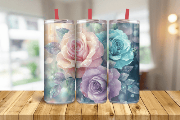 Elevate Your Tumbler Designs with 3D Roses Floral Tumbler Wrap, Straight