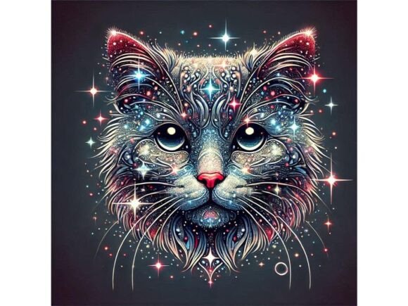 Explore the Magic of 3D Cat Face with Sparkling Fur