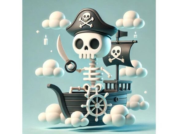 Exploring the 3D Tiny Skeleton Pirate with a Littl: A Versatile Digital Illustration