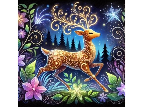 Exploring the Versatility of a 3D Deer with Glowing Floral Designs