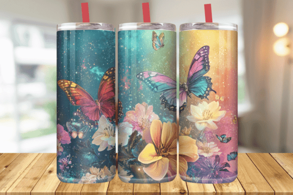 Fantasy 3D Butterfly Floral Garden Wrap: A Touch of Magic for Your Tumblers