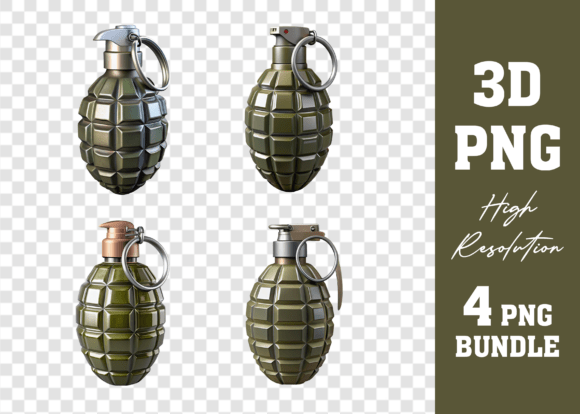 High-Quality 3D PNG Grenade for Creative Projects