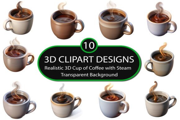 Realistic 3D Cup of Coffee with Steam
