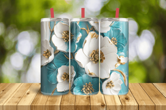 Stunning 3D Turquoise White Gold Tumbler