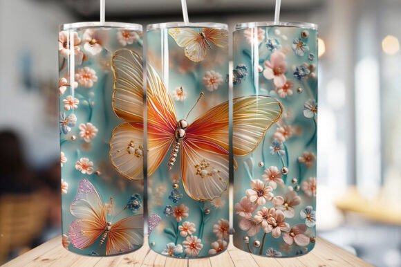 Transform Your Tumbler with the 3D Glass Butterflies Tumbler Wrap