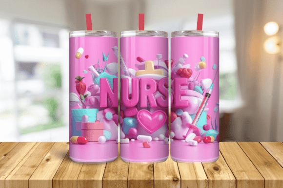 Transform Your Tumblers with the 3D Nurse 20oz Tumbler Wrap PNG