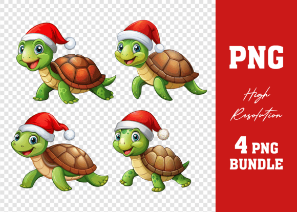 Unleash Your Creativity with the 3D Cartoon Turtle Santa Hat PNG Bundle