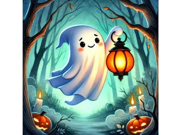 Unlock Your Creativity with a 3D Friendly Ghost Holding a Glowing
