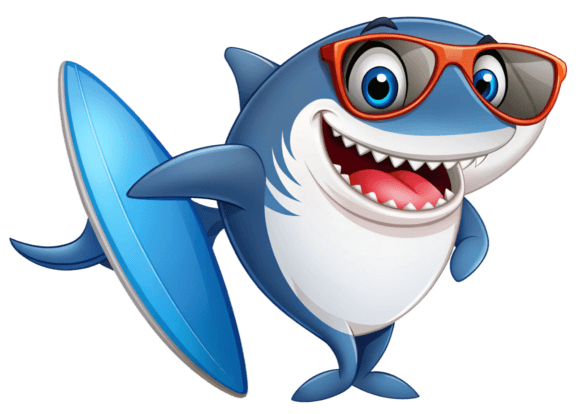 Unlock Your Creativity with High-Quality 3D Shark Surfer Cartoon PNGs