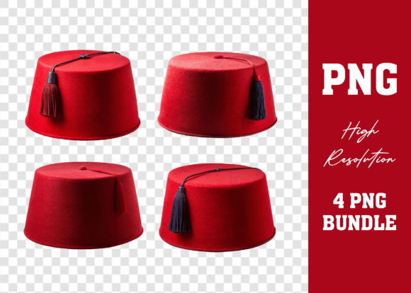 Watercolor 3D Red Turkish Fez PNG Bundle: A Versatile Design Resource